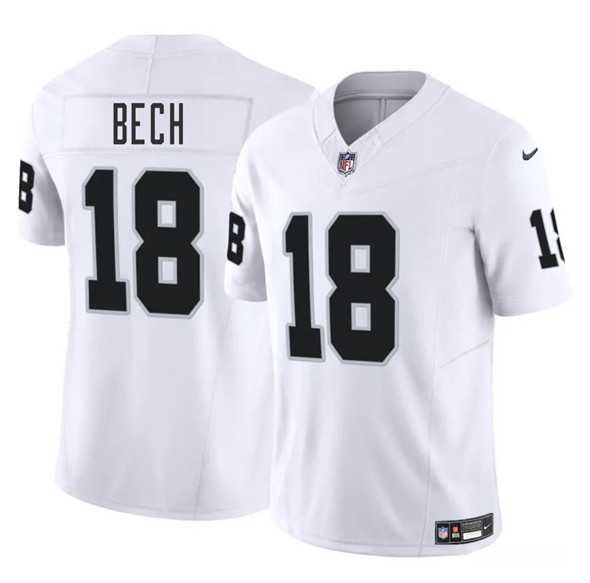 Men & Women & Youth Las Vegas Raiders #18 Jack Bech White 2025 Draft F.U.S.E. Vapor Untouchable Stitched Jersey